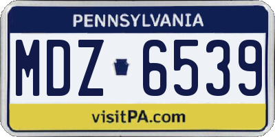 PA license plate MDZ6539