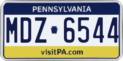 PA license plate MDZ6544