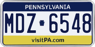PA license plate MDZ6548