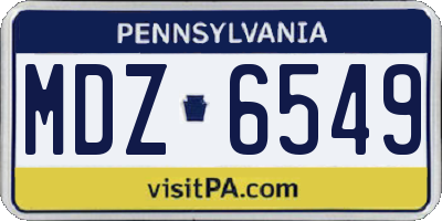 PA license plate MDZ6549