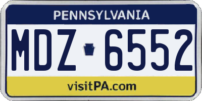 PA license plate MDZ6552