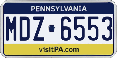 PA license plate MDZ6553