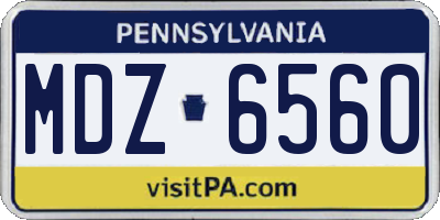 PA license plate MDZ6560