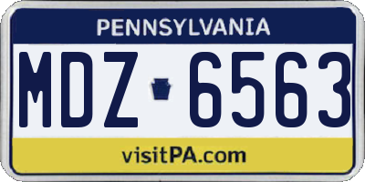 PA license plate MDZ6563