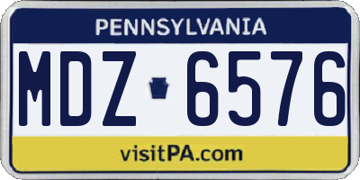 PA license plate MDZ6576