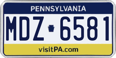 PA license plate MDZ6581