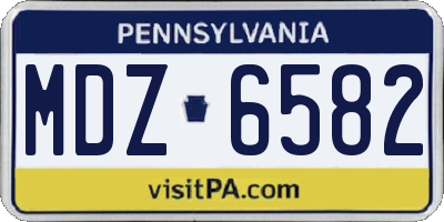 PA license plate MDZ6582