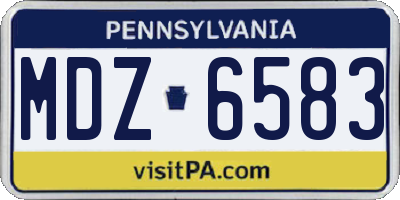 PA license plate MDZ6583