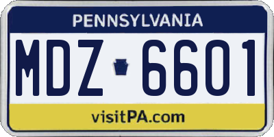 PA license plate MDZ6601