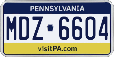 PA license plate MDZ6604
