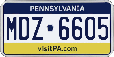 PA license plate MDZ6605