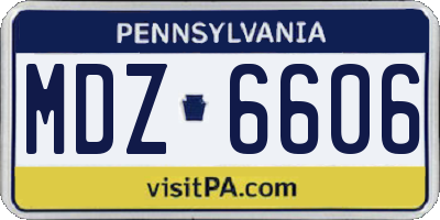 PA license plate MDZ6606