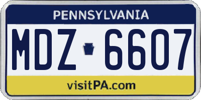 PA license plate MDZ6607