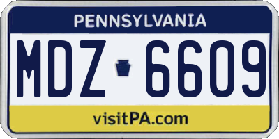 PA license plate MDZ6609