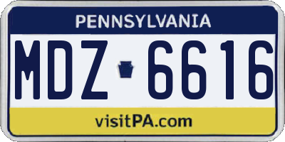 PA license plate MDZ6616
