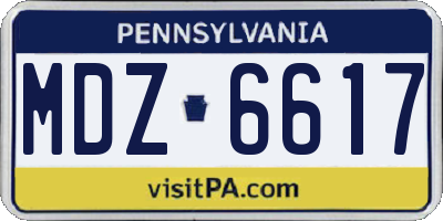 PA license plate MDZ6617