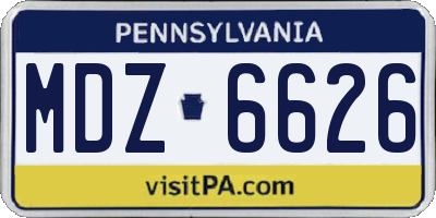 PA license plate MDZ6626
