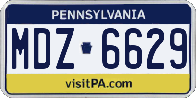 PA license plate MDZ6629