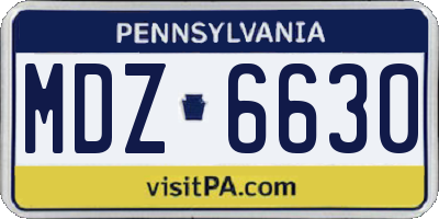 PA license plate MDZ6630