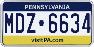 PA license plate MDZ6634