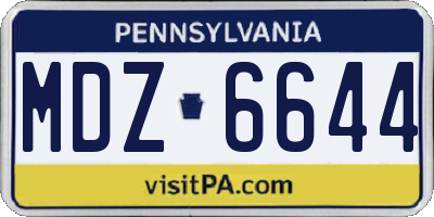 PA license plate MDZ6644