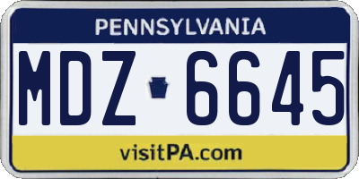 PA license plate MDZ6645