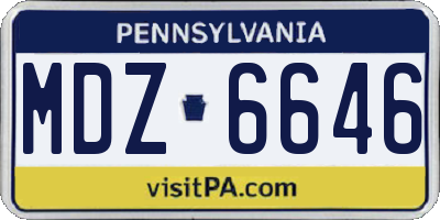 PA license plate MDZ6646