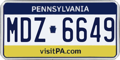 PA license plate MDZ6649