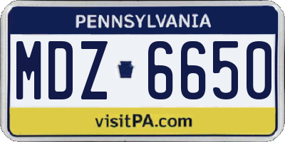 PA license plate MDZ6650