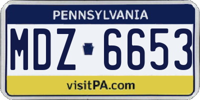 PA license plate MDZ6653