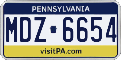 PA license plate MDZ6654