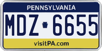 PA license plate MDZ6655