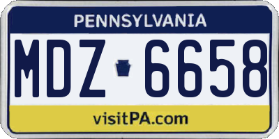 PA license plate MDZ6658