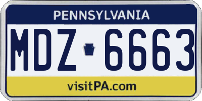 PA license plate MDZ6663