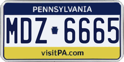 PA license plate MDZ6665