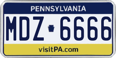 PA license plate MDZ6666