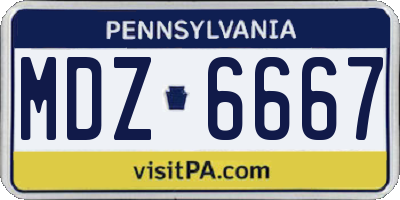 PA license plate MDZ6667