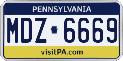 PA license plate MDZ6669