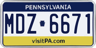 PA license plate MDZ6671