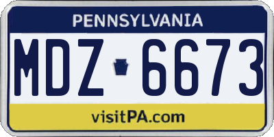 PA license plate MDZ6673