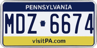 PA license plate MDZ6674