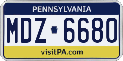 PA license plate MDZ6680