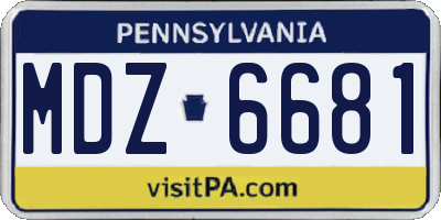 PA license plate MDZ6681