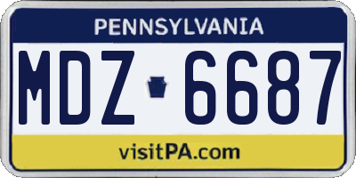 PA license plate MDZ6687