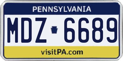 PA license plate MDZ6689