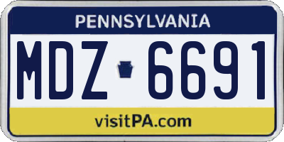 PA license plate MDZ6691