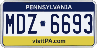 PA license plate MDZ6693