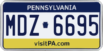 PA license plate MDZ6695