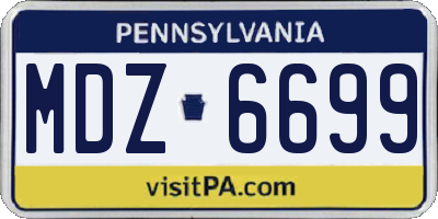 PA license plate MDZ6699