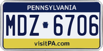 PA license plate MDZ6706